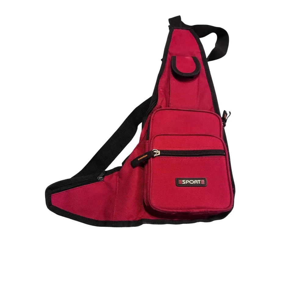 Sport Sling Bag Crossbody Fanny Pack Red Shoulder Backpack Utility Travel Canvas
